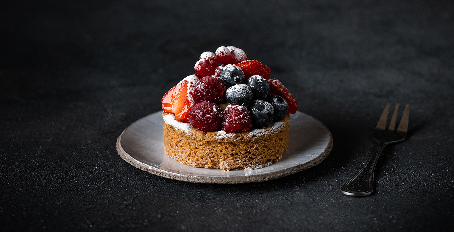 Tartelette met banketbakkersroom en rood fruit